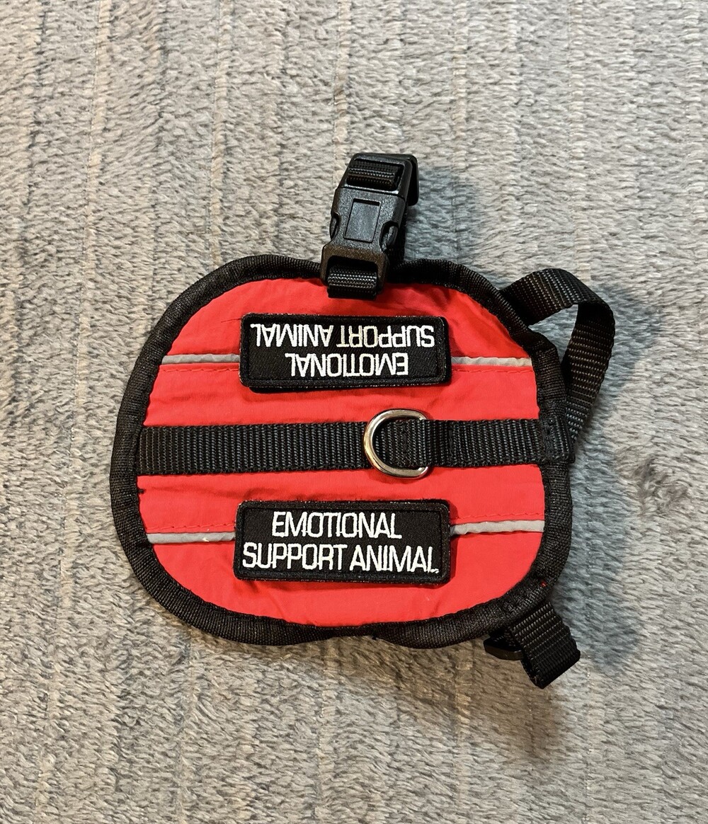 Emotional Support Red Soft Vest Dog Harness Reflective Adjustable Nylon XXS